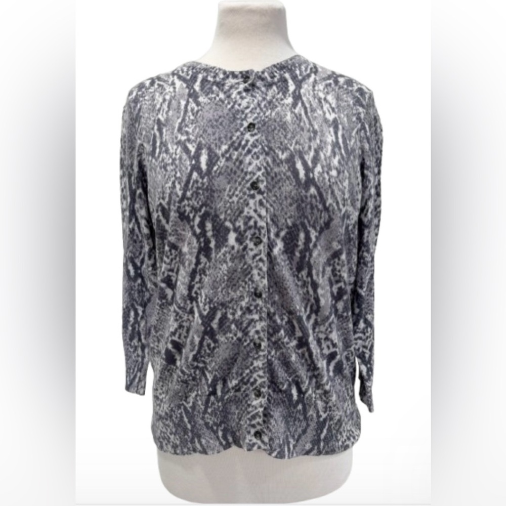 Size Large NWT LOFT Black and Gray Snake Print Cardigan